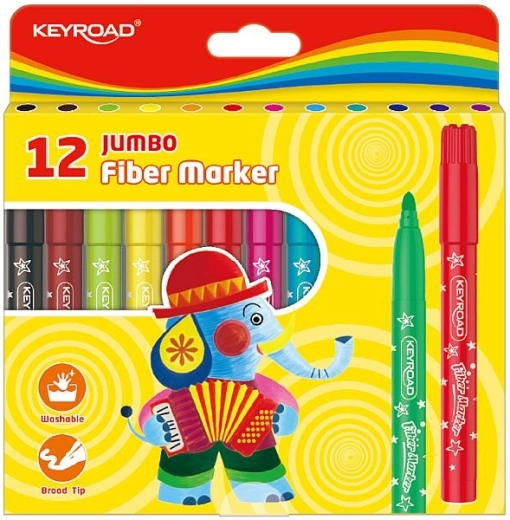Perive flomastere KEYROAD Jumbo, 12 boja