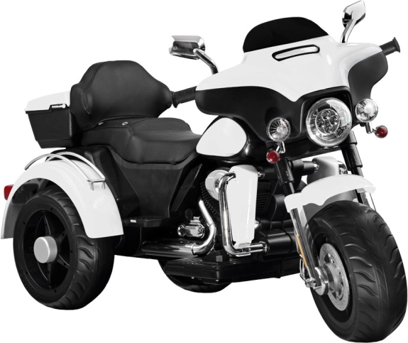 Dječji električni chopper motocikl s 2 motora, koferom i svjetlima