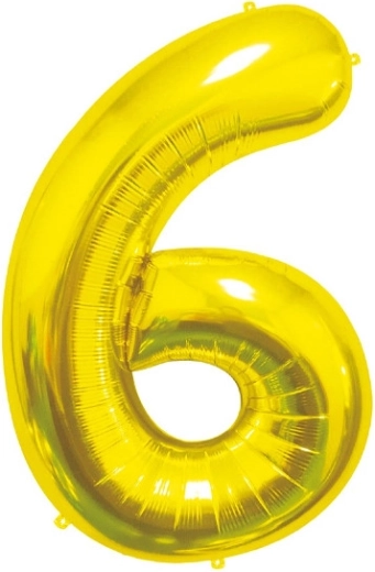 Foli balon u obliku broja 6, zlatni 85 cm