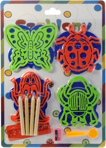 Šablone za crtanje za djecu – set od 8 šablona s bojicama