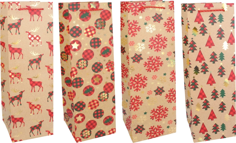 Božićna poklon-vrećica za bocu M 11 × 38 × 11 cm - 1 komad