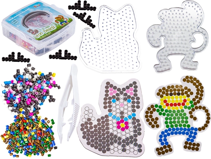 Iron-on fuse beads in a carry case with cat and monkey templates (2000 pcs)
