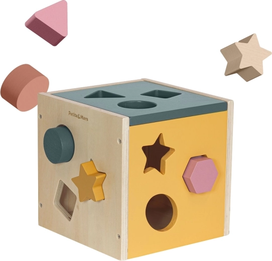 Wooden sorting cube Petite&Mars Gravity Wood of Mars Aurora Pink