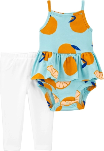 Carter's 2-dijelni set – body na naramenice i tajice blue orange za djevojčicu (6 m)