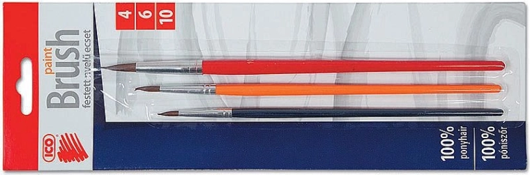 Set okruglih kistova ICO 4/6/10 – obojene drvene drške