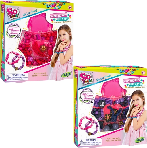 Tasia set drvenih perli za narukvice, 2 varijante