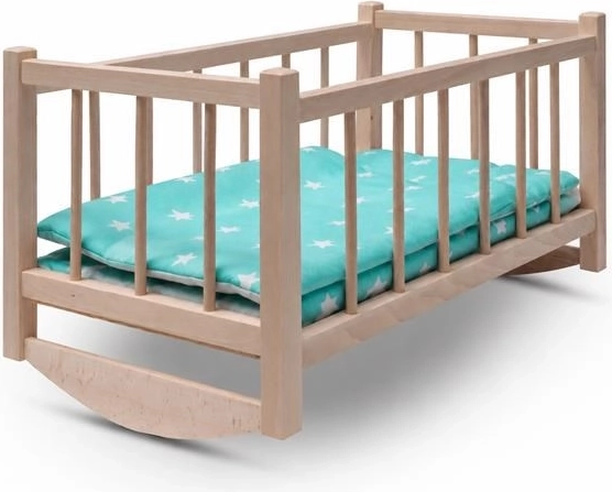 Baby Mix wooden cradle/bed for dolls with bedding Stars Mint - 1 piece
