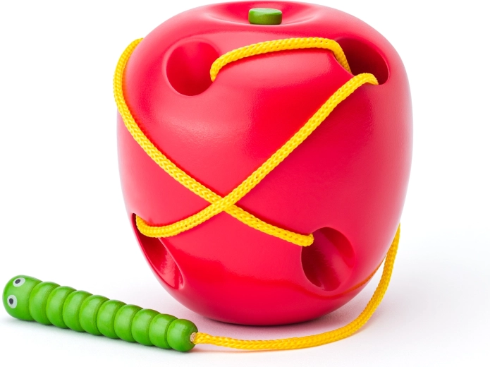 Woody Wooden Lacing Apple with a Worm