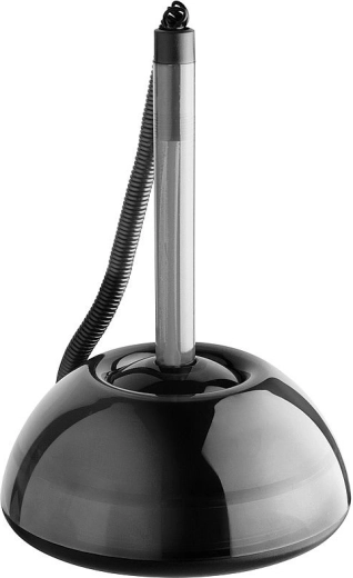 Kuglična olovka na postolju ICO Lux, prozirno crna