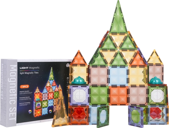 3D magnetski građevinski set s osvjetljenjem, 75 dijelova