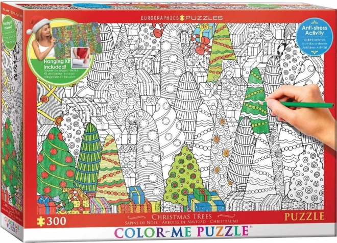 Eurographics Color Me Puzzle božićna drvca 300 dijelova sa setom za vješanje
