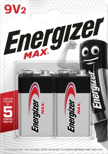 Energizer Max alkalna 9V baterija, 2 kom