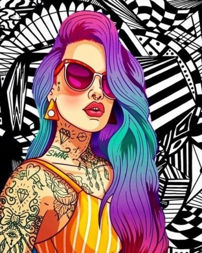 Norimpex diamond painting girl with tattoo 30 × 40 cm