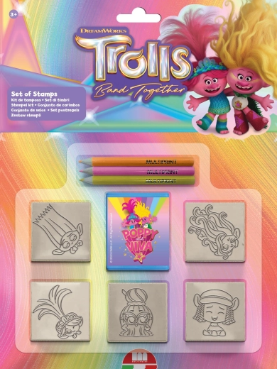 Komplet pečata Trolls – 5 pečata i 3 flomastera