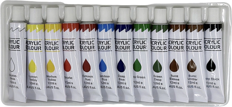 Mini acrylic paints - set of 12 colors - 1 piece