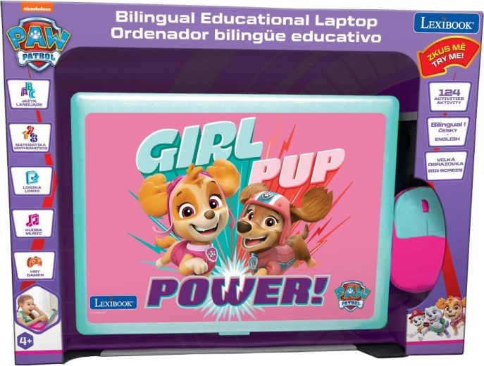 Lexibook česko‑engleski obrazovni laptop ružičasti PAW PATROL, 124 aktivnosti