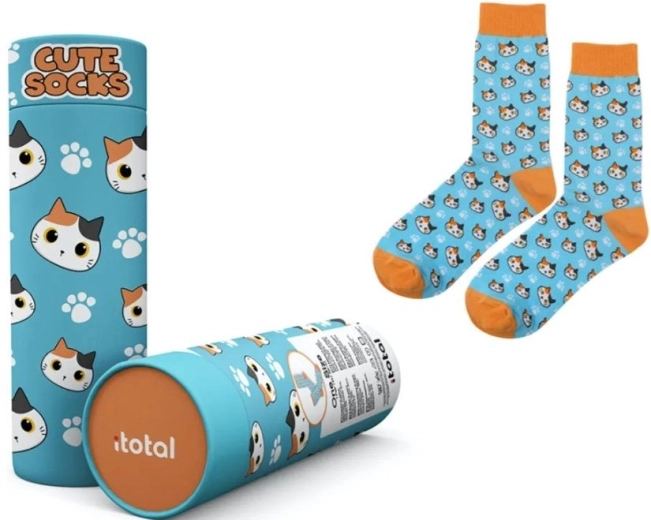 Cotton socks with a kitty – Blue