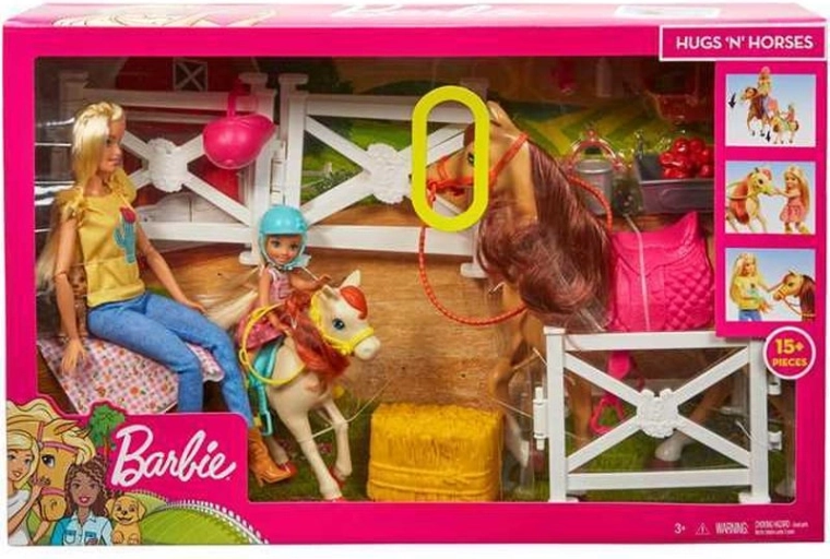 Barbie štala s konjima, lutkama Barbie i Chelsea te dodacima