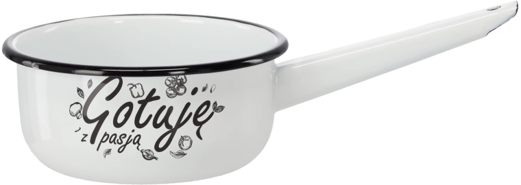 Emajlirani lončić s ručkom 1,5 l, 16 cm, bijeli Gotuję z pasją