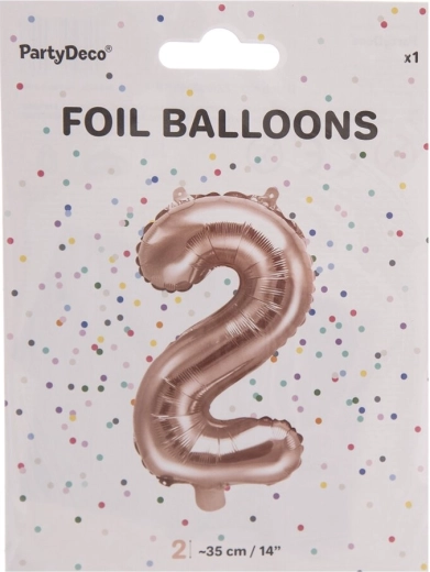 Folijski balon broj 2 biserno ružičasti 35 cm