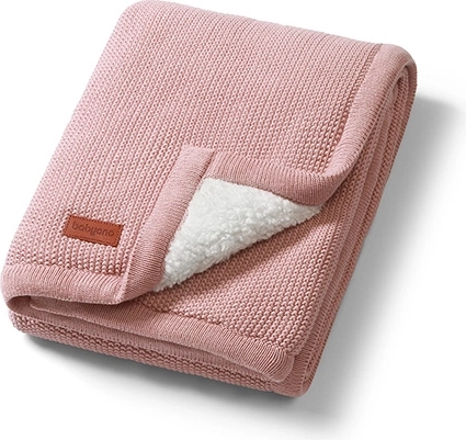 Babyono pamučna dekica sa sherpa flis podstavom 75 × 100 cm roza