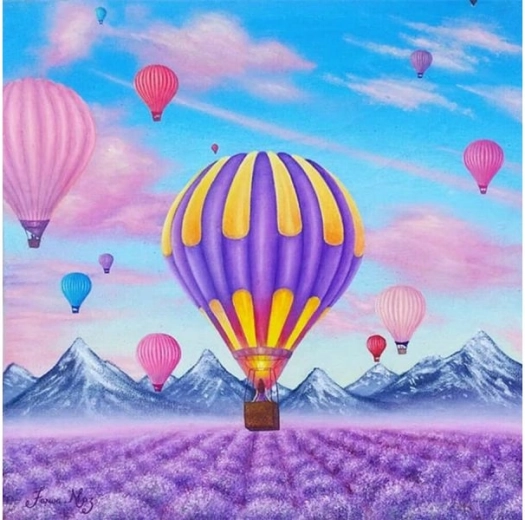 Diamond painting – hot air balloon flight 30 × 30 cm - 1 piece