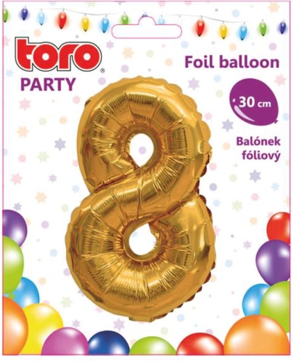 Foli balon na napuhavanje broj 8, 30 cm, zlatni TORO
