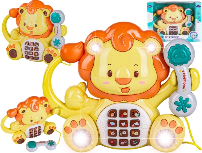 Educational musical toy lion with a phone