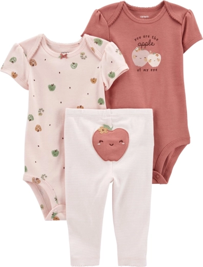 Carter's 3-dijelni set za bebu Pink Apple – 2× body kratkih rukava i tajice