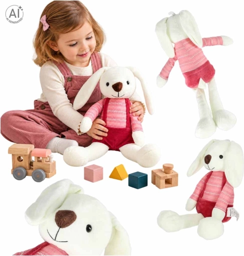 Plišani zečić u crvenim hlačicama 36 cm - 1 komad