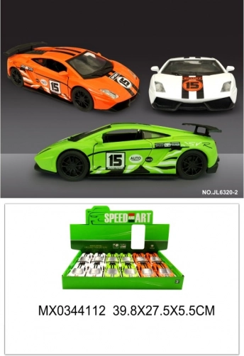 Metalni sportski model auta s otvarajućim vratima i pull back funkcijom