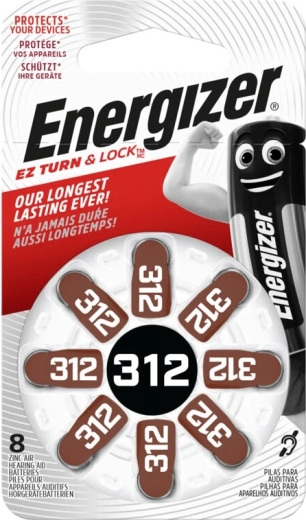 Energizer 312 gumbne baterije za slušna pomagala, 8 kom