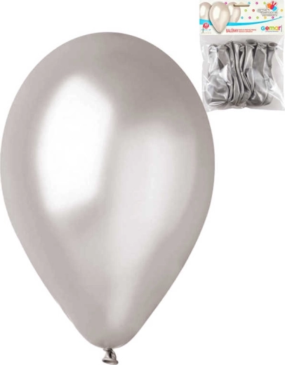 Gemar metalik srebrni lateks baloni 26 cm - set 10 kom