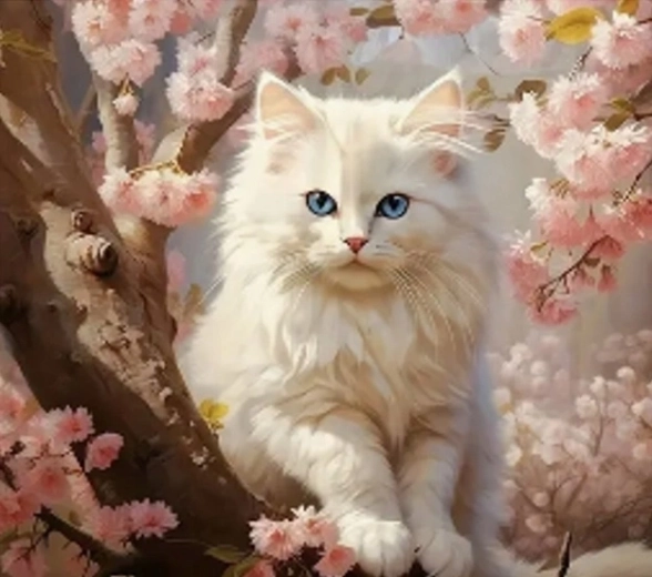 Norimpex Diamond Painting White Cat on a Tree 30 × 40 cm