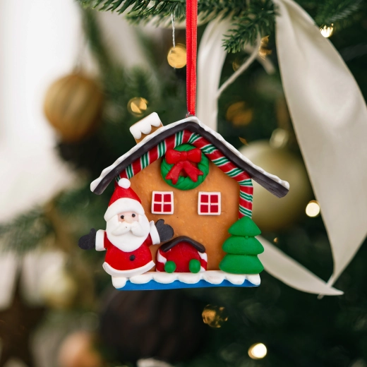 Christmas Magnetic 2-in-1 Decoration, Gingerbread House with Santa