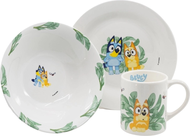Bluey poklon set tanjura, zdjelice i šalice (3-dijelni)