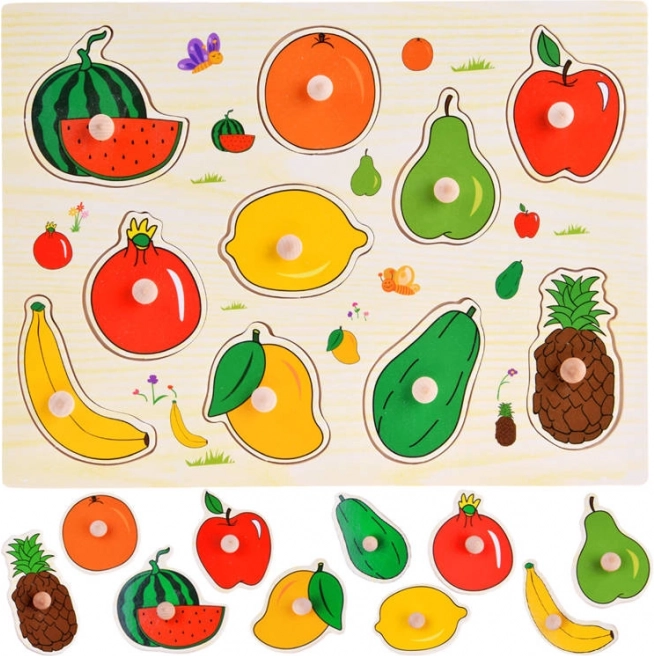 Wooden fruit inset puzzle with knobs (10 pieces)