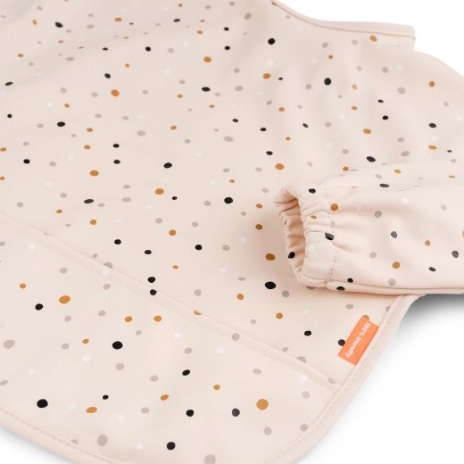 Done by Deer bib with sleeves and pocket Happy dots, pink