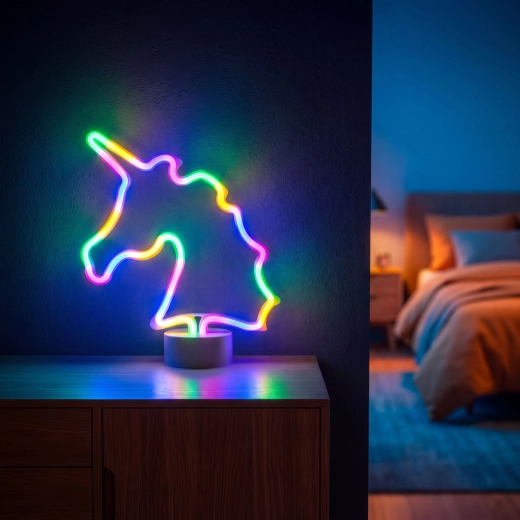 Colorful neon LED unicorn lamp