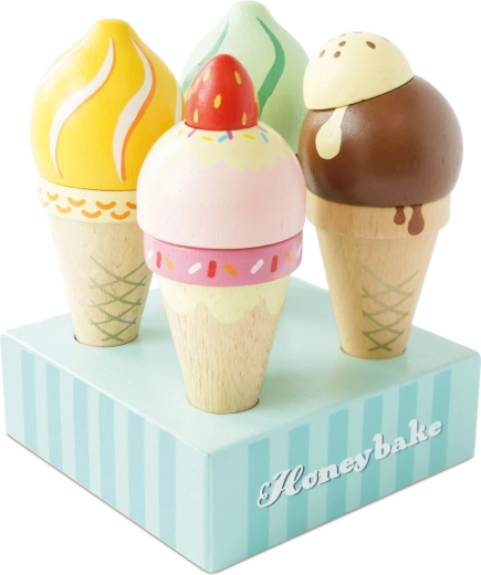 Wooden set of ice cream cones on a stand Le Toy Van