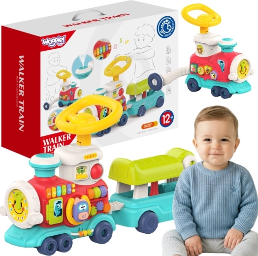 Woopie Baby interaktivna lokomotiva 2u1 guralica-hodalica i odgurivalica s parom