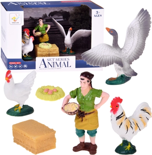 Farm Figurine Set – Farmhouse Woman and Poultry