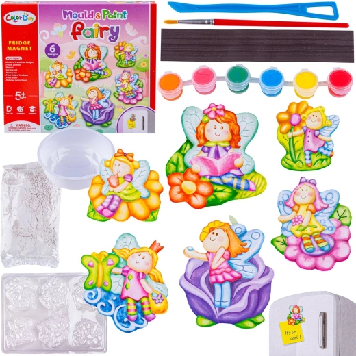 Color Day creative kit for making plaster fairy magnets (6 designs)
