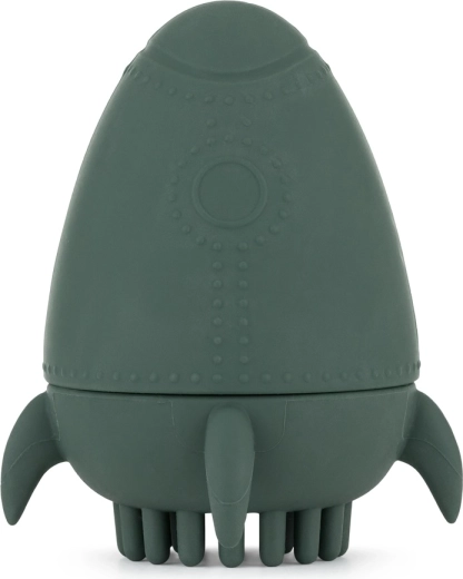 Silikonska igračka za vodu s četkicom Petite&Mars Splashy Rocket misty green
