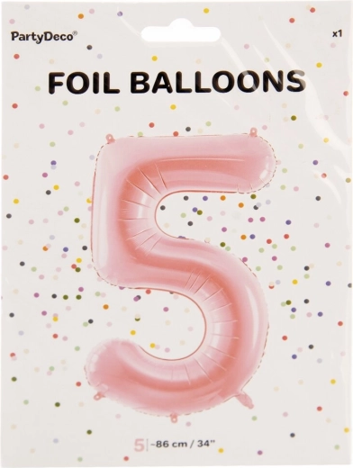 Folijski balon broj 5 ružičasti 86 cm