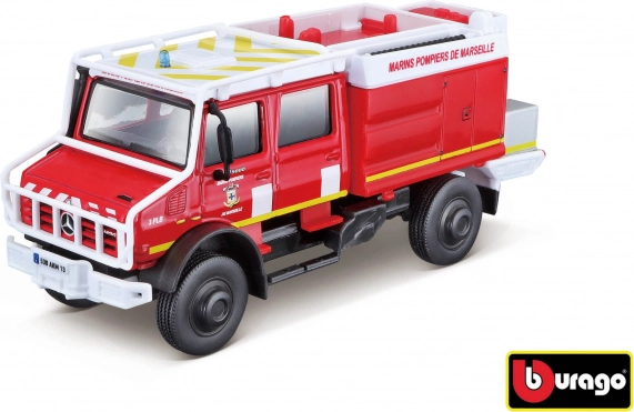 Bburago spasilačko vozilo Mercedes‑Benz Unimog U5023 Vatrogasci 1:50