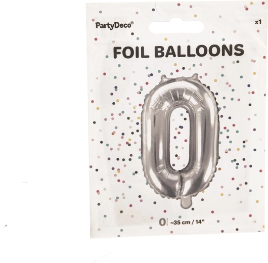 Folijski balon broj 0 srebrni 35 cm