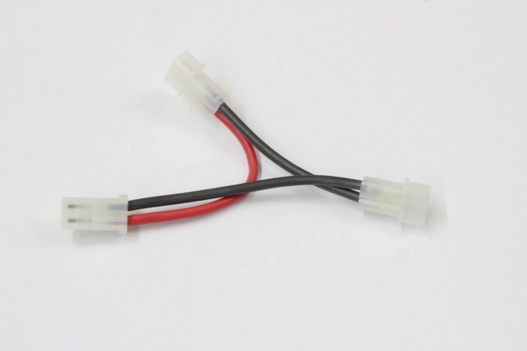 Y cable for AMP battery with silicone wire and gold-plated contacts