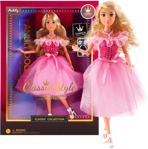 Modna lutka u svečanoj haljini – tamnoružičasta