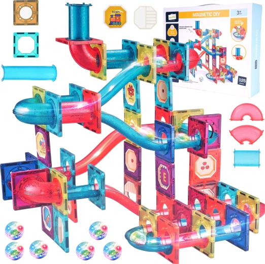 Magnetic 3D Building Set 125 Pieces with Light